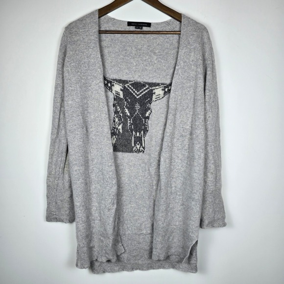 360 Skull Cashmere Cardigan Kenya Sweater Womens XS Gray Boho Cowgirl - Picture 2 of 5